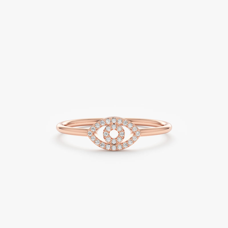Rose Gold and Diamond Evil Eye Ring