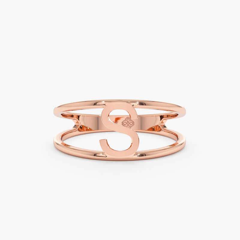 Rose Gold Custom Initial Ring