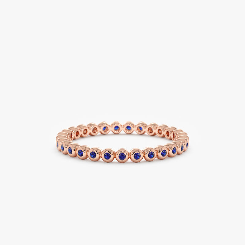 Rose Gold Bezel Sapphire Eternity Band
