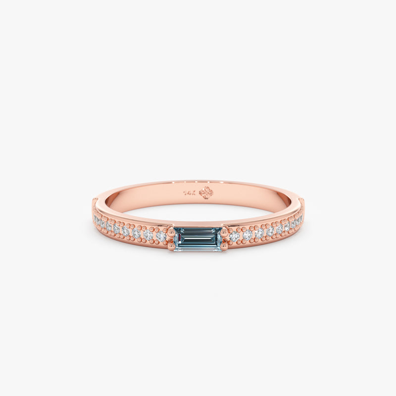 Rose Gold Blue Topaz Ring