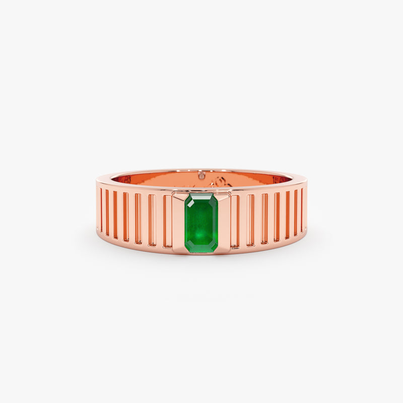 Rose Gold Single Emerald Ring