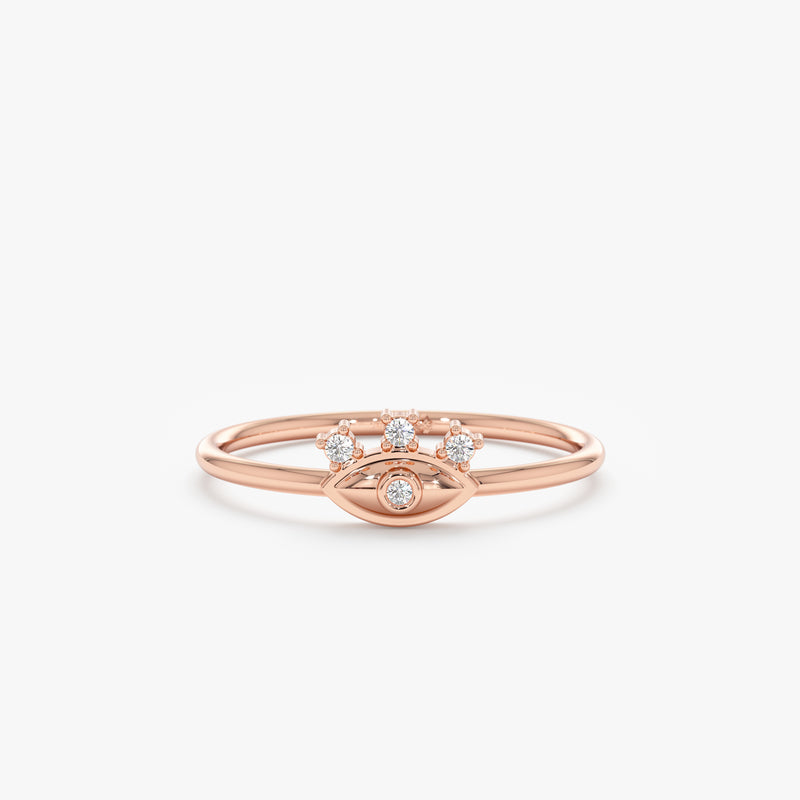 Rose Gold Diamond Evil Eye Ring