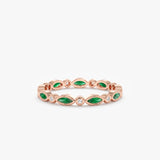 rose gold emerald and diamond ring