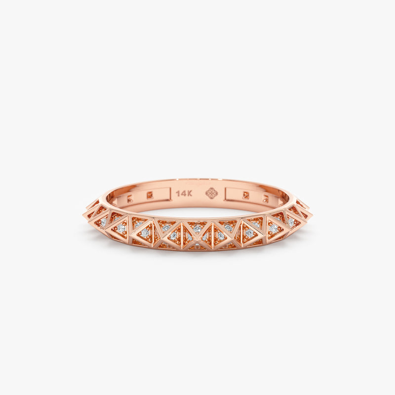 Rose Gold Diamond Pyramid Ring