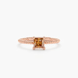 Rose Gold Prong Set Citrine Ring