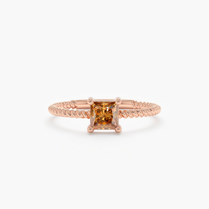 Rose Gold Prong Set Citrine Ring