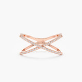 Rose Gold Diamond X Ring