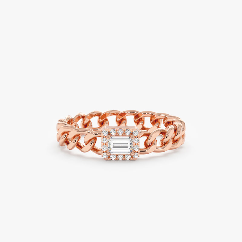 Rose Gold Diamond Cuban Chain Ring