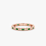 Rose Gold Emerald Diamond Eternity Band