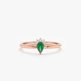 rose gold natural emerald diamond band