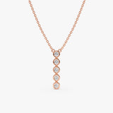 14k solid rose gold natural diamond bar pendant necklace
