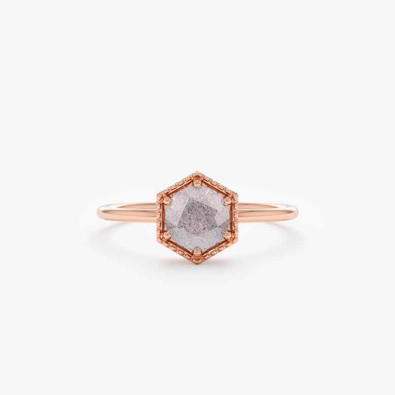 Handmade Rose Gold Labrodorite Ring