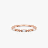 Rose Gold Baguette Diamond Beaded Ring