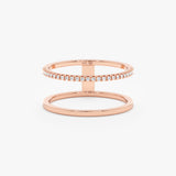 Rose Gold Plain and Diamond Double Band