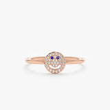 Rose Gold Diamond Smiley Face Ring