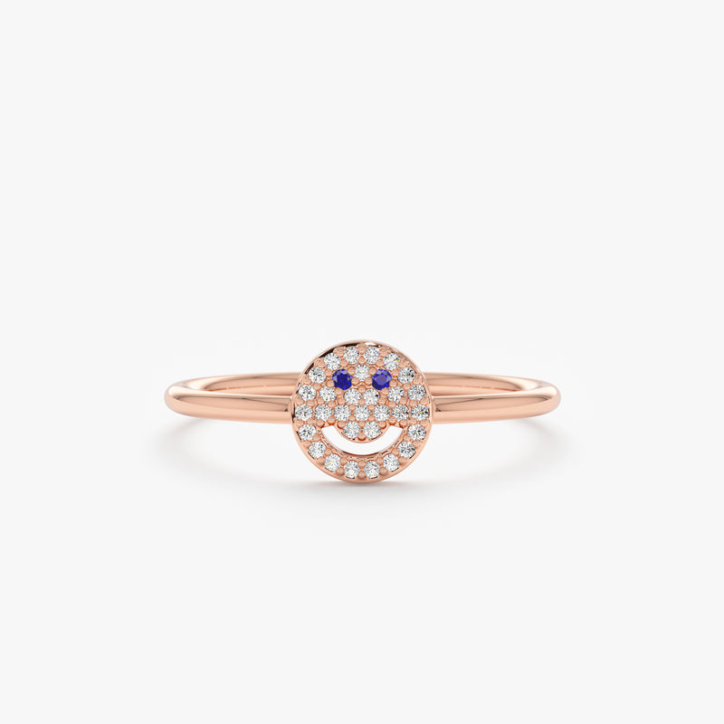 Rose Gold Diamond Smiley Face Ring