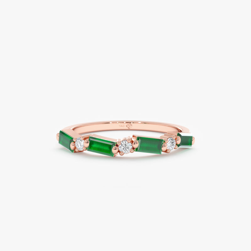 Rose Gold Diamond Emerald Ring