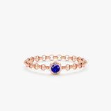 Rose Gold Sapphire Bezel Chain Ring