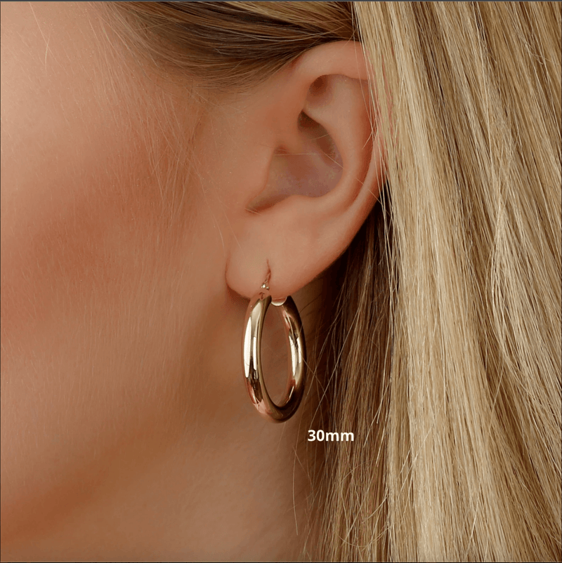30mm thick gold hoop huggies for her