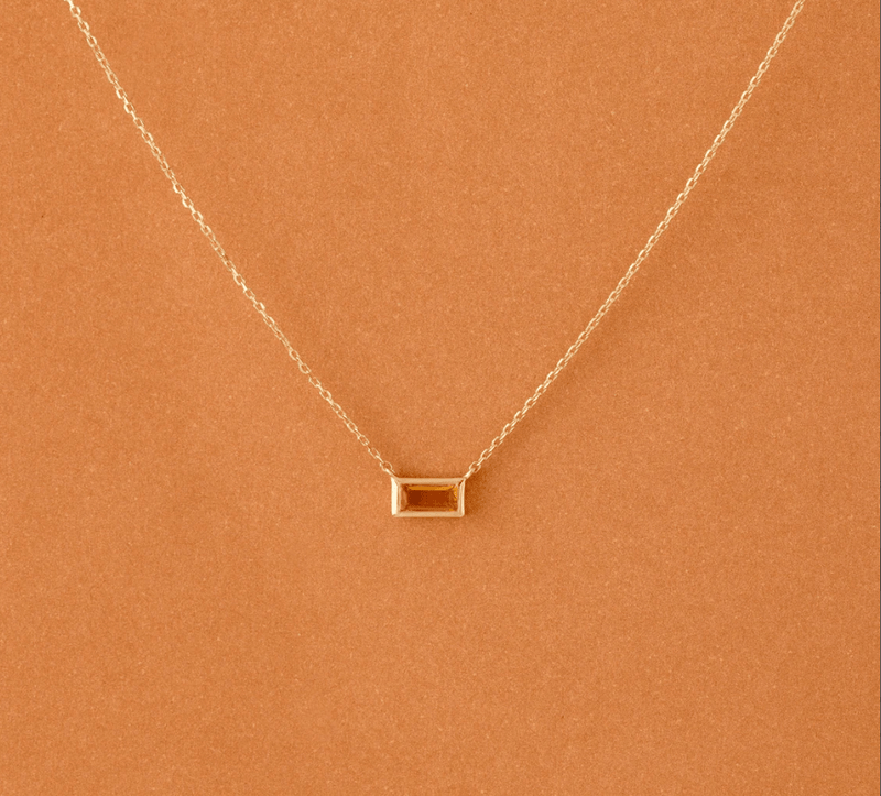 Handmade Solid Gold Natural Citrine Necklace