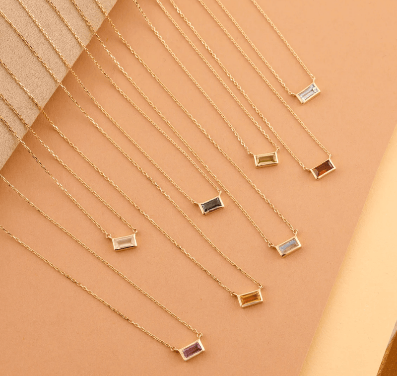 Natural Baguette Gemstone Necklaces for her