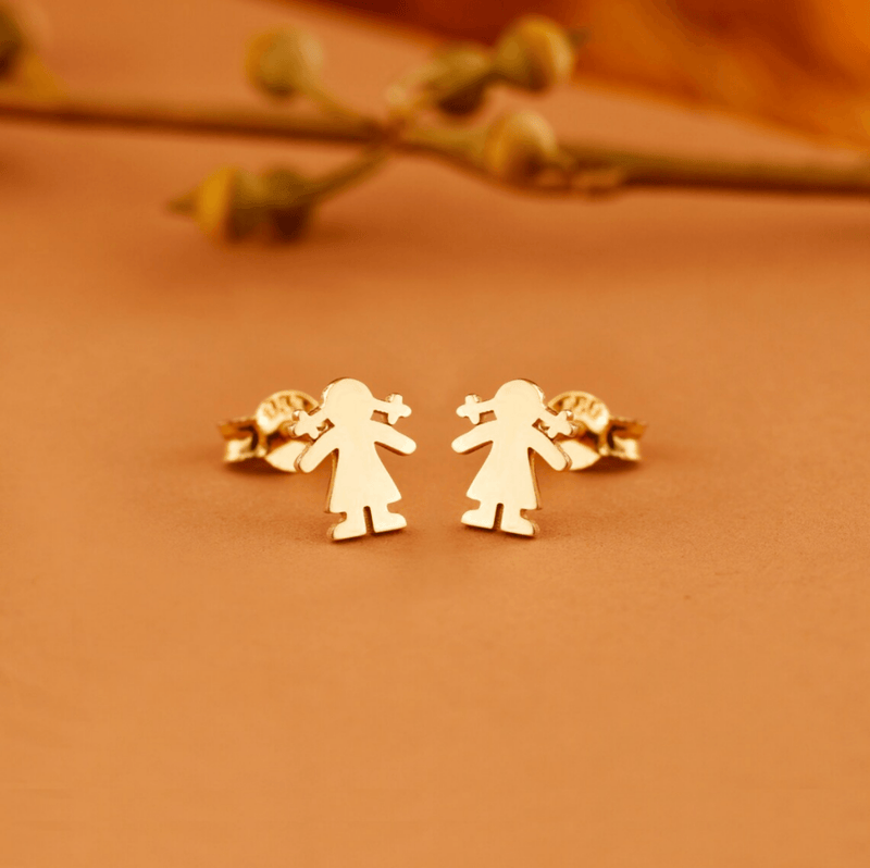 Little Girl Stud earrings in solid gold for her