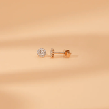 Side view of Solid 14k Gold Halo Diamond earring Studs