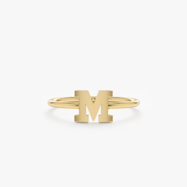 yellow gold initial ring
