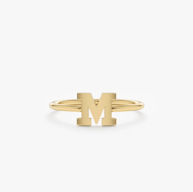 yellow gold initial ring
