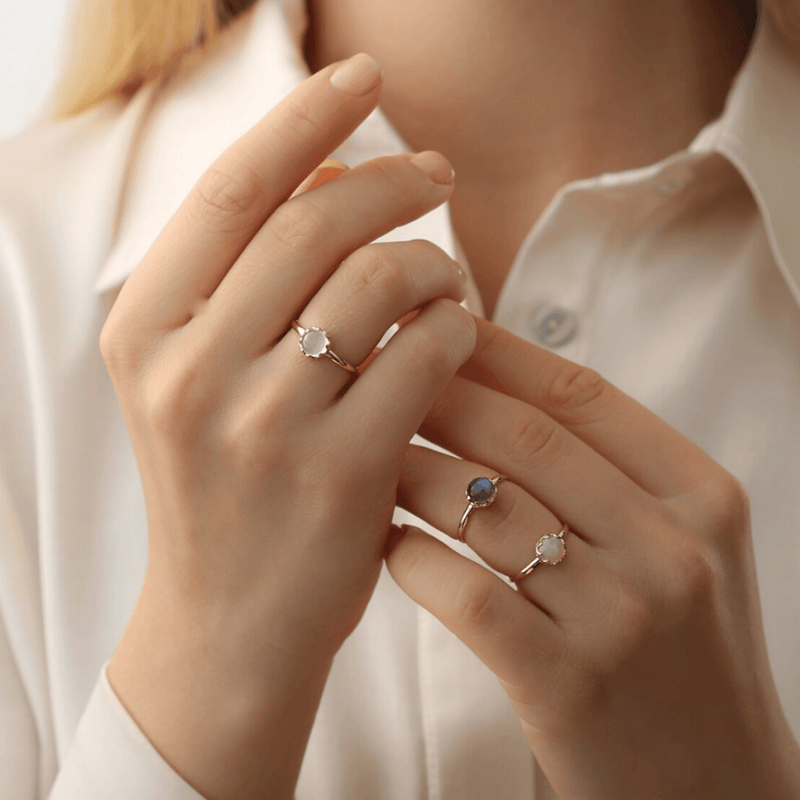 sarah elise jewelry natural coboachon rings