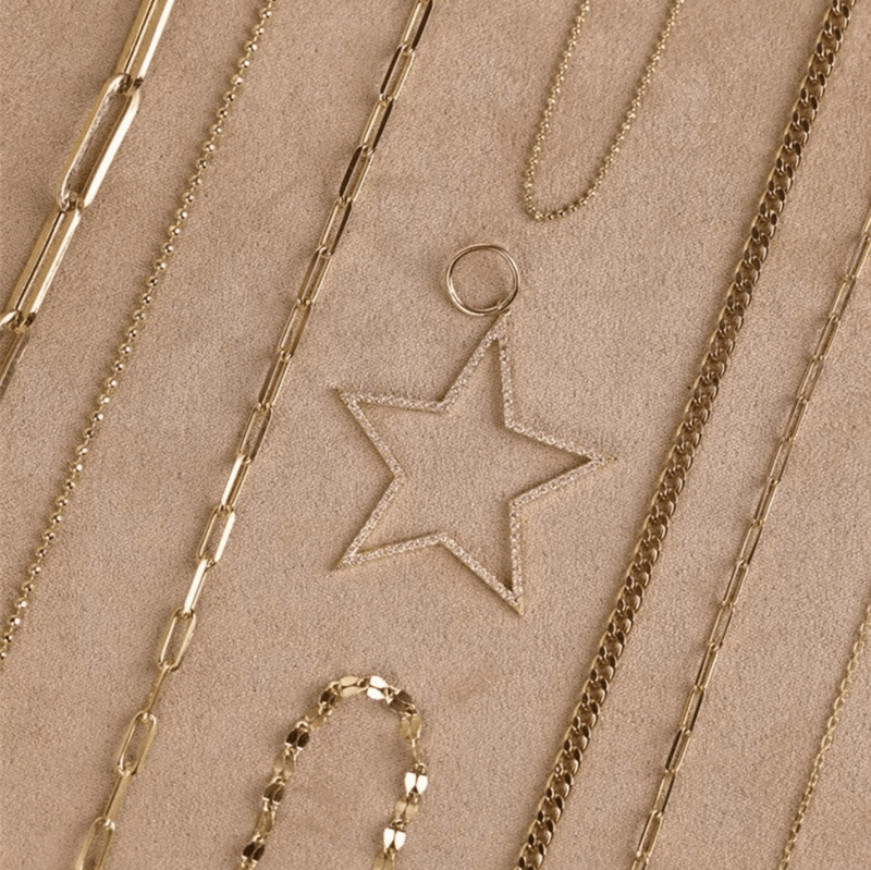 Handmade Diamond Star Outline Charm