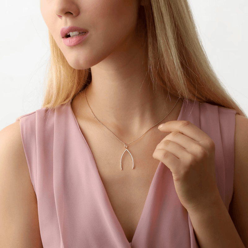 Wishbone Charm on a Ball Necklace