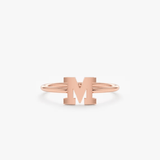 solid rose gold initial ring
