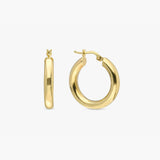 handmade pair of solid 14k gold thick huggie hoops