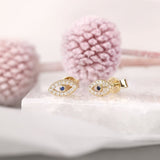Diamond Sapphire Evil Eye solid gold  Earring studs