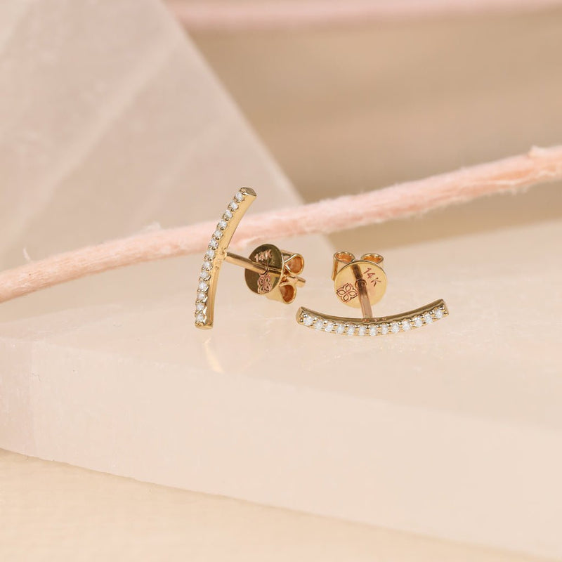 Minimalist Multi Diamond Curved Bar Studs for her