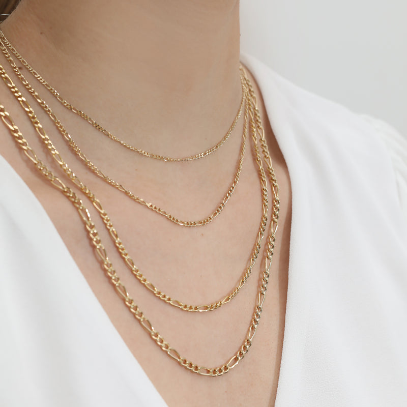 dainty Solid gold Figaro chain Necklaces