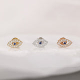 Evil Eye Diamond blue Sapphire Stud for her