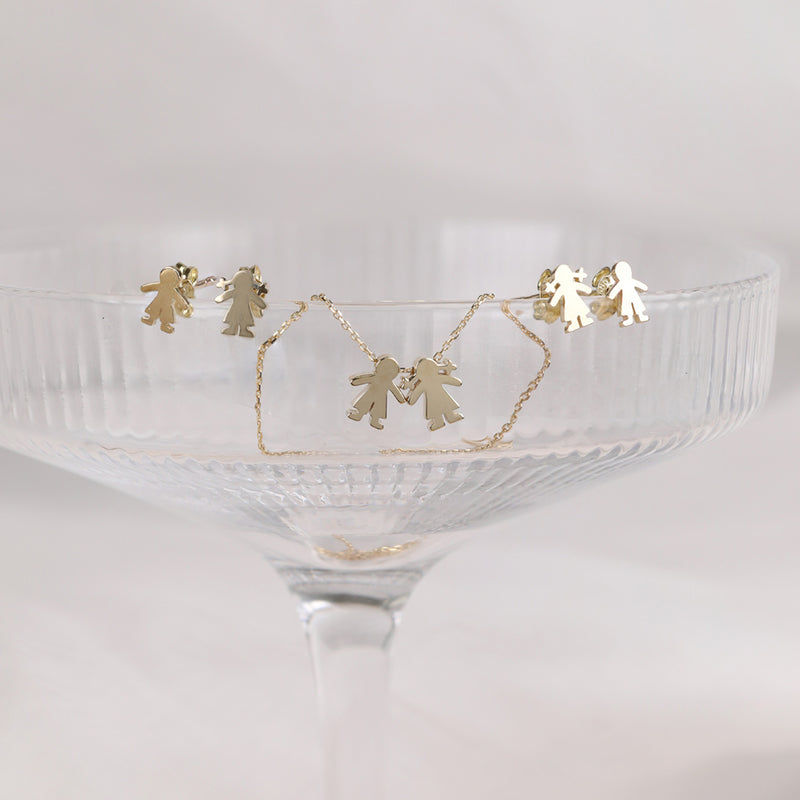 Boy and Girl Necklace and Earrings 