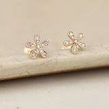 Dainty Diamond 5 Petals Flower stud Earrings