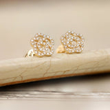 Multi Diamond solid Gold Flower Studs