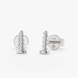 Handmade pair of 14k solid White Gold Handmade Screw Studs