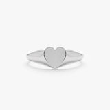 White Gold Plain Heart Signet Ring - SARAH ELISE