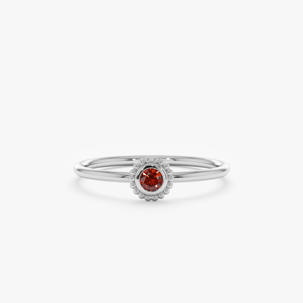 White Gold Garnet January Ring