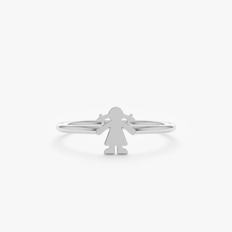 Handmade White Gold Little Girl Ring