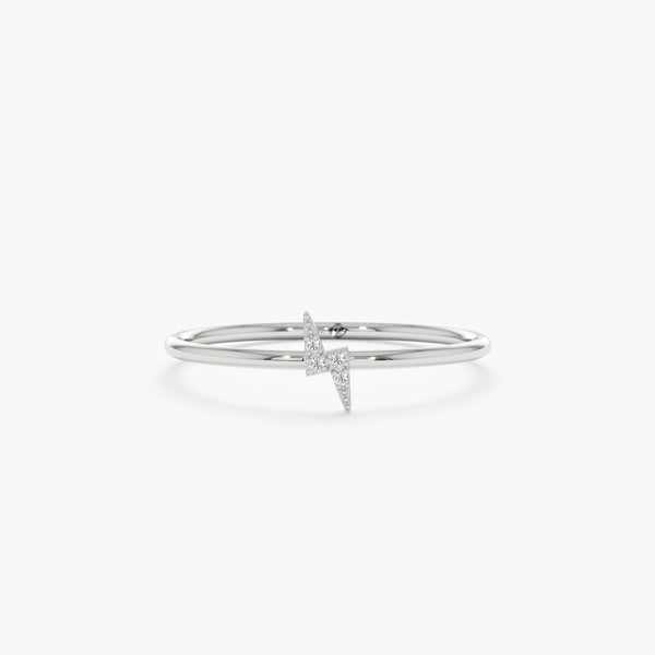 mini white gold lightning bolt ring
