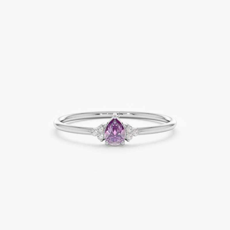 White Gold Handmade Amethyst Ring