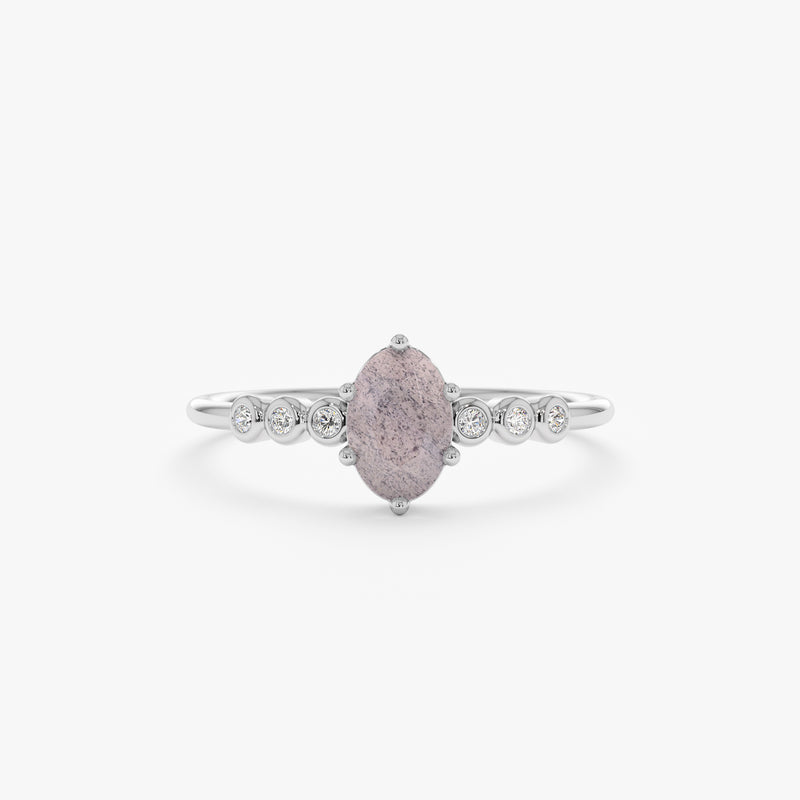 White gold gemstone ring