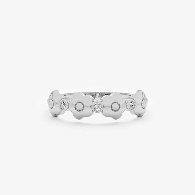 White Gold Diamond Daisy Ring