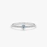 White Gold Aquamarine Diamond Ring